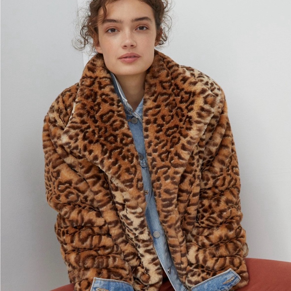 Anthropologie Brown Leopard Teddy Jacket